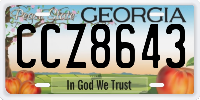 GA license plate CCZ8643