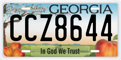 GA license plate CCZ8644