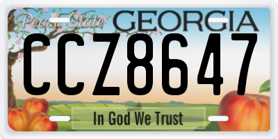GA license plate CCZ8647