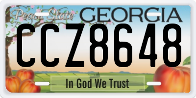 GA license plate CCZ8648