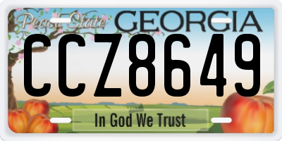 GA license plate CCZ8649
