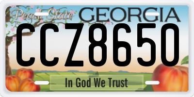 GA license plate CCZ8650