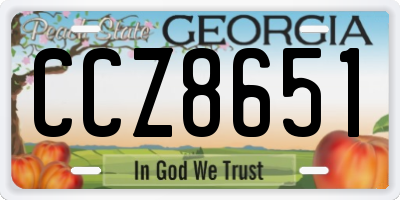 GA license plate CCZ8651