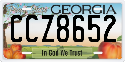 GA license plate CCZ8652