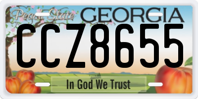 GA license plate CCZ8655