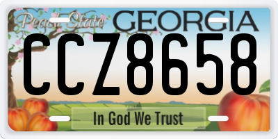 GA license plate CCZ8658