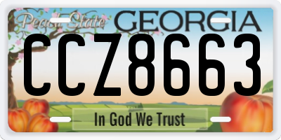 GA license plate CCZ8663