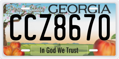 GA license plate CCZ8670