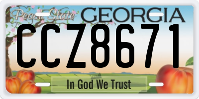 GA license plate CCZ8671