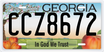 GA license plate CCZ8672