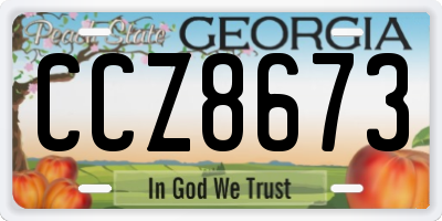 GA license plate CCZ8673