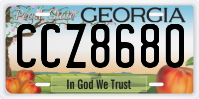 GA license plate CCZ8680
