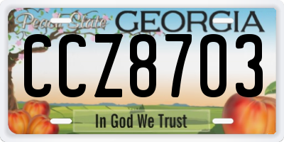 GA license plate CCZ8703
