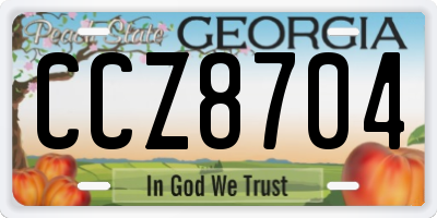 GA license plate CCZ8704