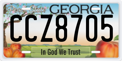 GA license plate CCZ8705