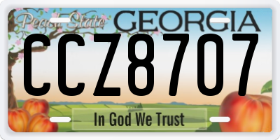GA license plate CCZ8707