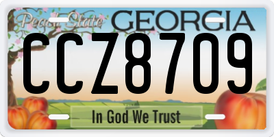 GA license plate CCZ8709