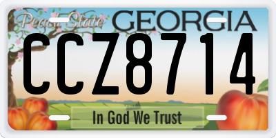 GA license plate CCZ8714