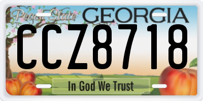 GA license plate CCZ8718