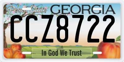 GA license plate CCZ8722