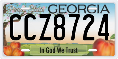 GA license plate CCZ8724