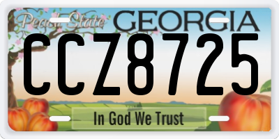 GA license plate CCZ8725