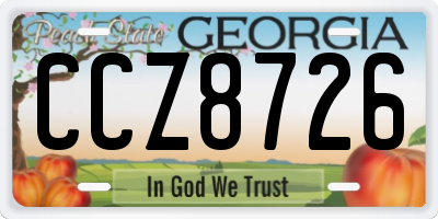 GA license plate CCZ8726