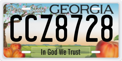 GA license plate CCZ8728