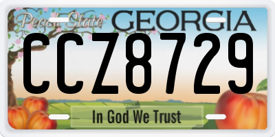 GA license plate CCZ8729