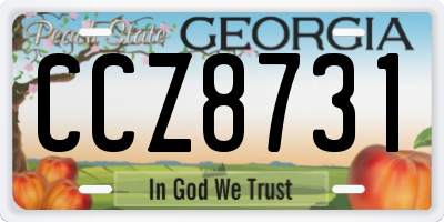 GA license plate CCZ8731