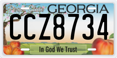 GA license plate CCZ8734