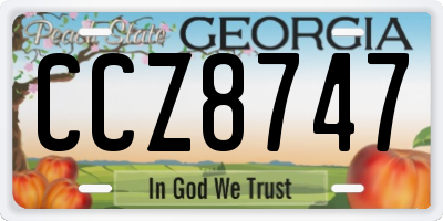 GA license plate CCZ8747