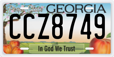 GA license plate CCZ8749