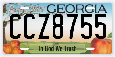 GA license plate CCZ8755