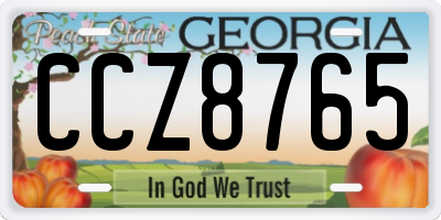 GA license plate CCZ8765