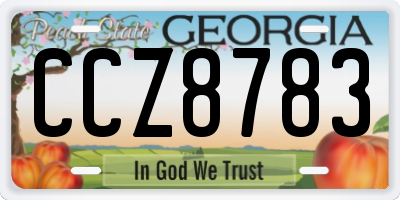 GA license plate CCZ8783