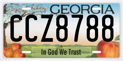 GA license plate CCZ8788
