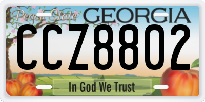 GA license plate CCZ8802