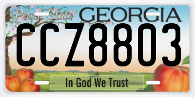GA license plate CCZ8803