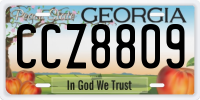 GA license plate CCZ8809