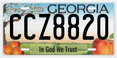 GA license plate CCZ8820