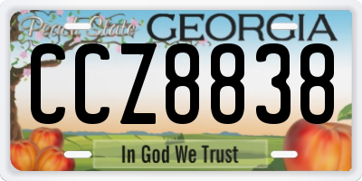 GA license plate CCZ8838