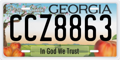 GA license plate CCZ8863