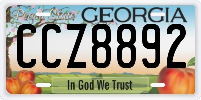 GA license plate CCZ8892