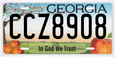 GA license plate CCZ8908