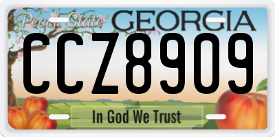 GA license plate CCZ8909
