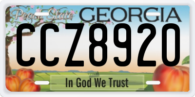 GA license plate CCZ8920