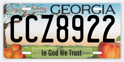 GA license plate CCZ8922