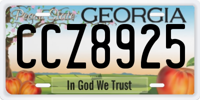 GA license plate CCZ8925