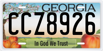GA license plate CCZ8926